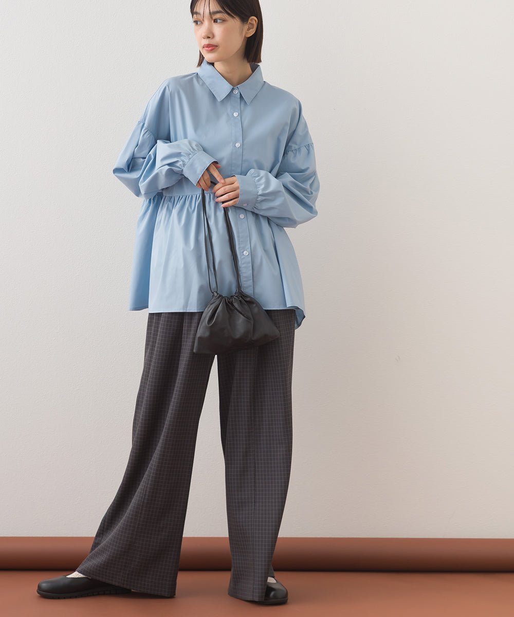 【OMNES】チェック柄センタープレスワイドイージーパンツ【253W432OMN116】