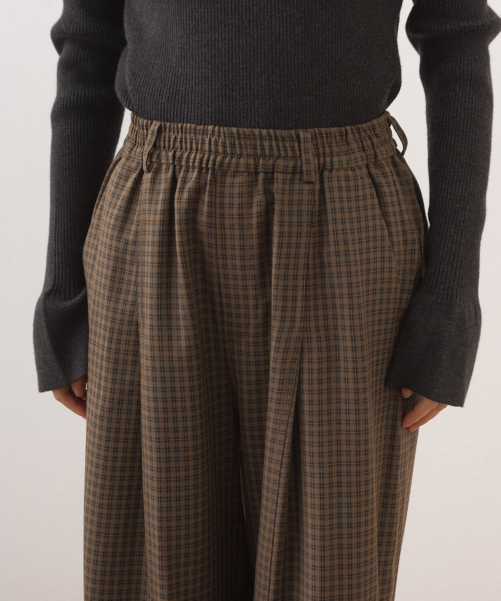 【OMNES】チェック柄センタープレスワイドイージーパンツ【253W432OMN116】