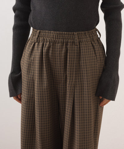 【OMNES】チェック柄センタープレスワイドイージーパンツ【253W432OMN116】