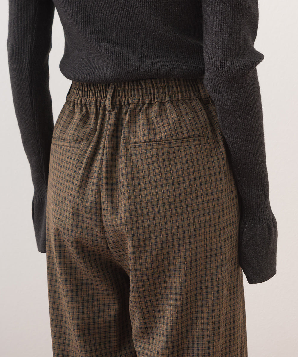 【OMNES】チェック柄センタープレスワイドイージーパンツ【253W432OMN116】