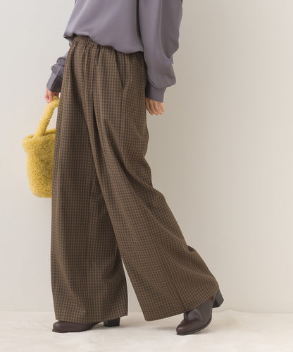 【OMNES】チェック柄センタープレスワイドイージーパンツ【253W432OMN116】