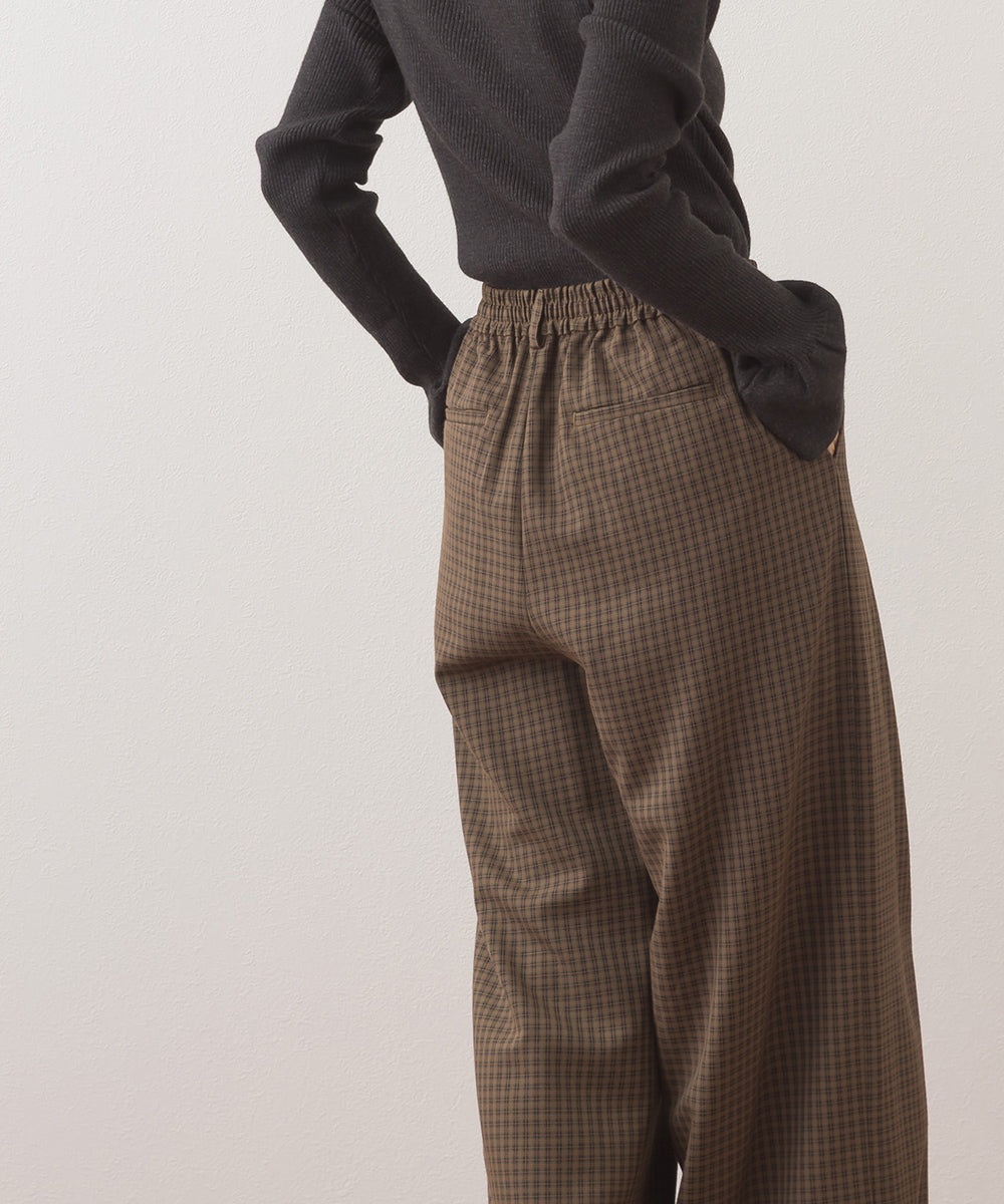 【OMNES】チェック柄センタープレスワイドイージーパンツ【253W432OMN116】