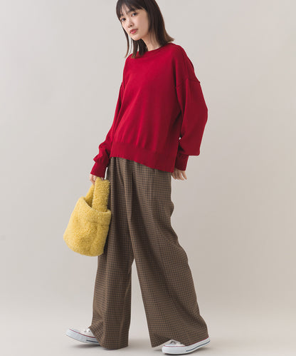 【OMNES】チェック柄センタープレスワイドイージーパンツ【253W432OMN116】