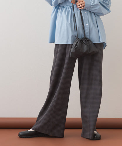 【OMNES】チェック柄センタープレスワイドイージーパンツ【253W432OMN116】