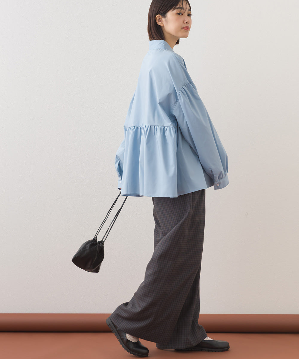 【OMNES】チェック柄センタープレスワイドイージーパンツ【253W432OMN116】