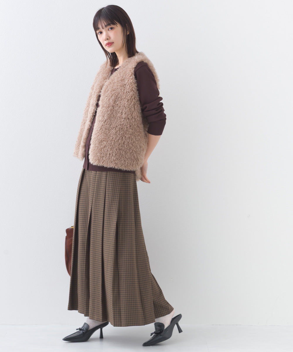 【OMNES】チェック柄ミディプリーツスカート【253W433OMN117】