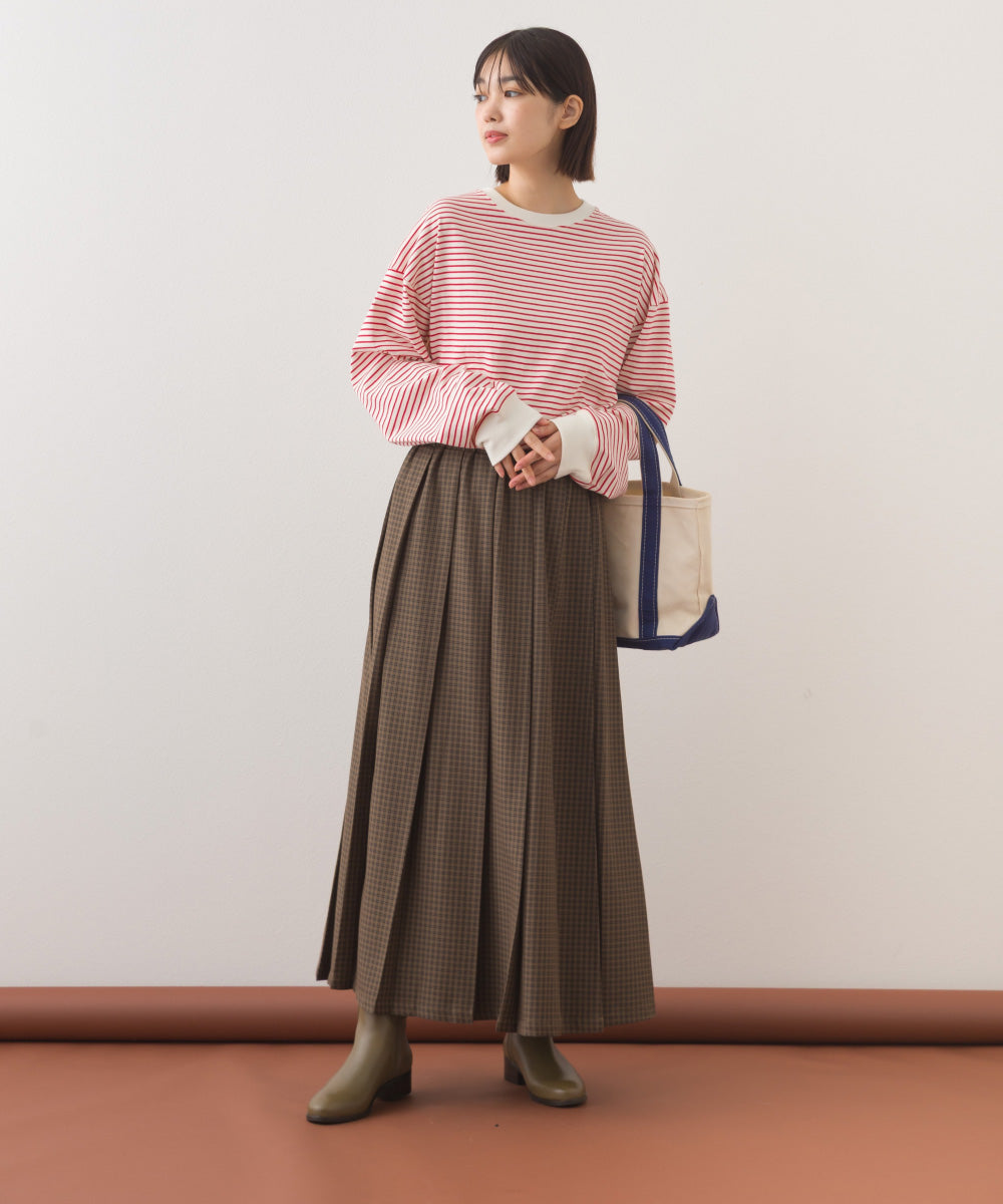 【OMNES】チェック柄ミディプリーツスカート【253W433OMN117】