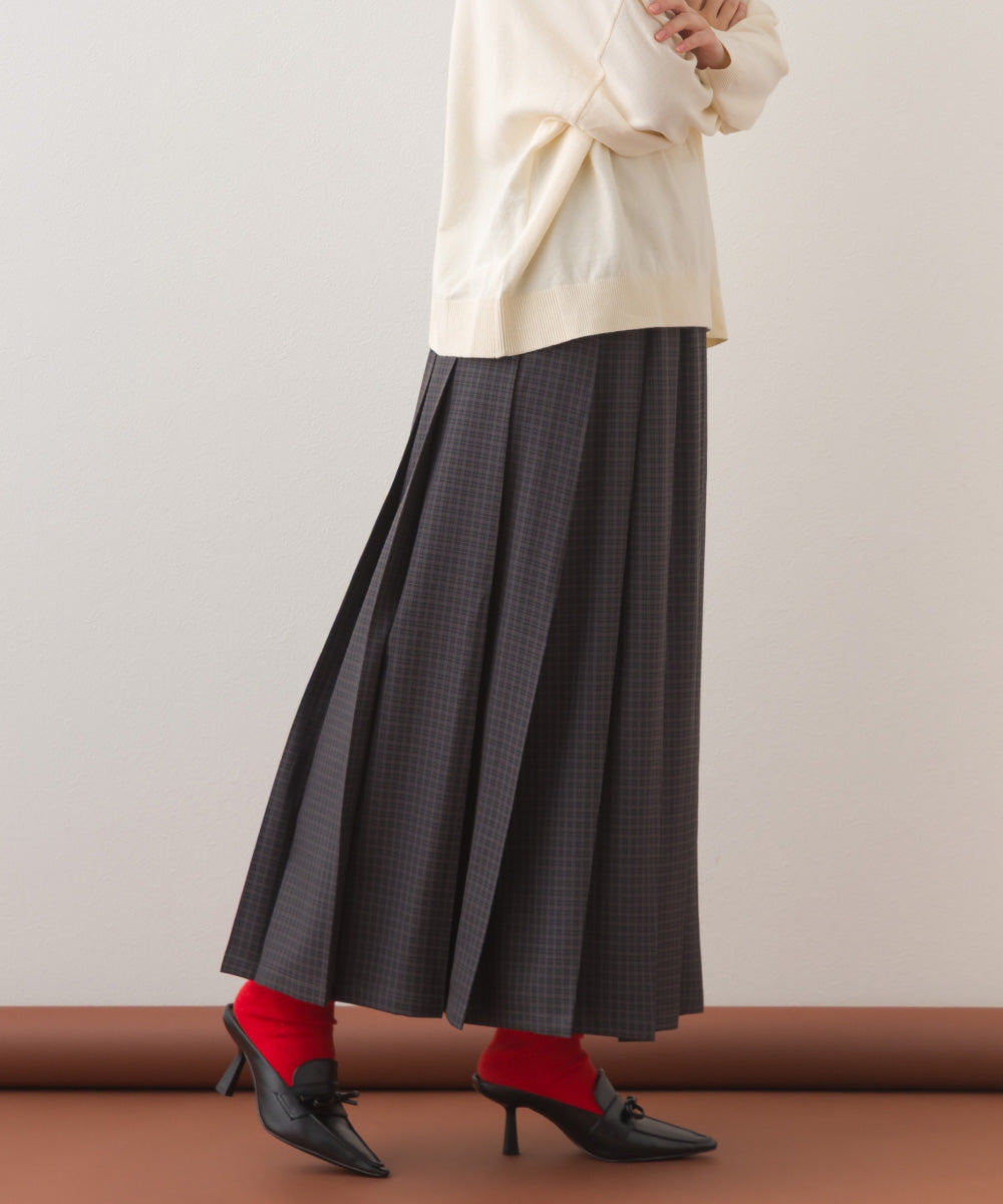 【OMNES】チェック柄ミディプリーツスカート【253W433OMN117】