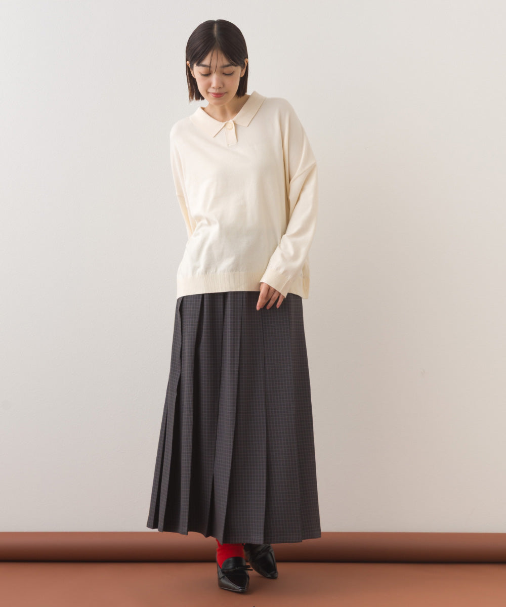 【OMNES】チェック柄ミディプリーツスカート【253W433OMN117】