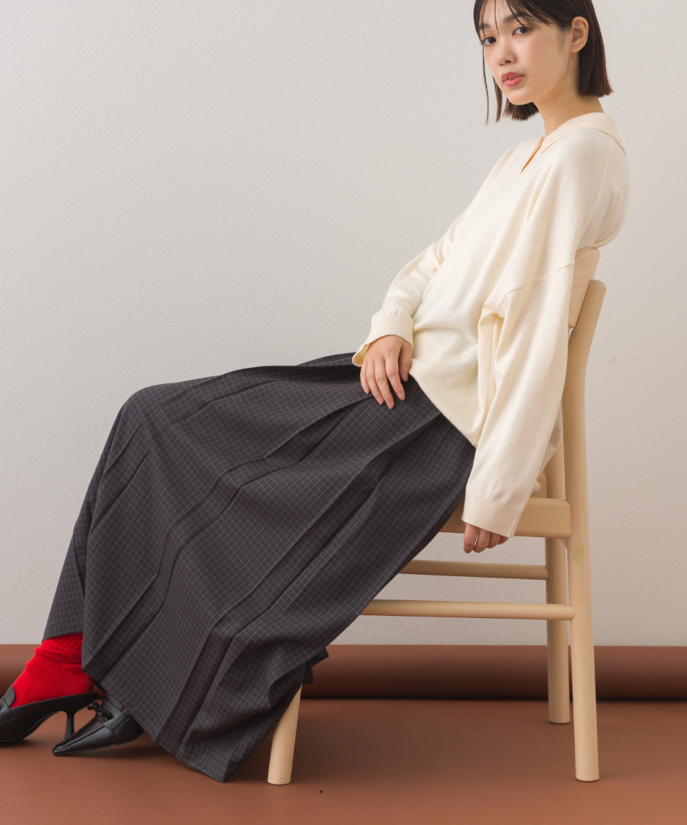【OMNES】チェック柄ミディプリーツスカート【253W433OMN117】