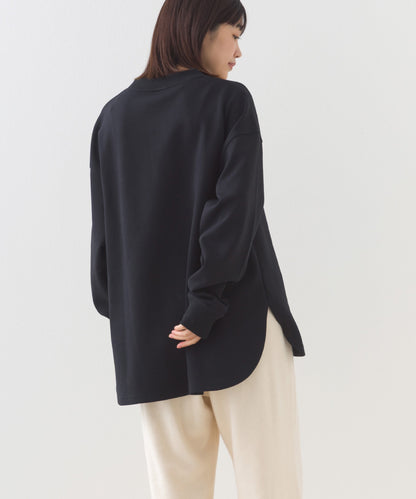 【228】ダンボールニット ラウンドヘム長袖Tシャツ ねこちゃんワッペン【253W427228004】