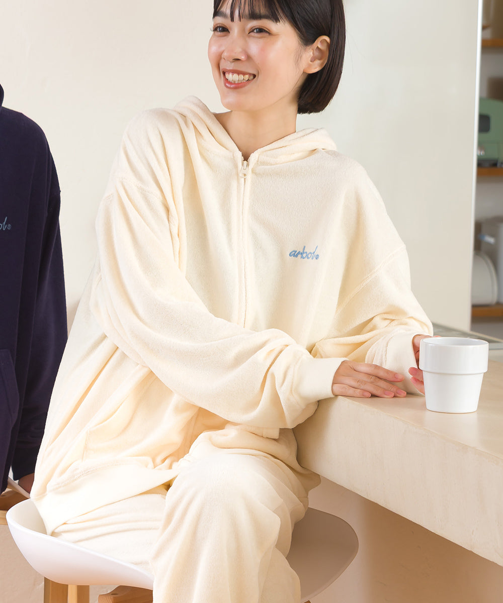 【arbol】ユニセックス パイルZIPパーカー ルームウェア【253W430ALB003】
