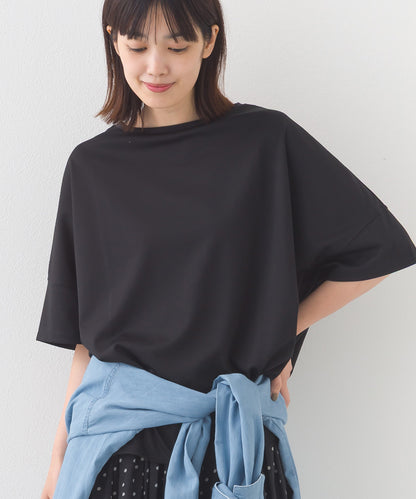 【e voi】ワイドシルエット裾ラウンド半袖プルオーバーTシャツ TEIJIN sorona 接触冷感【253W427EVO001】