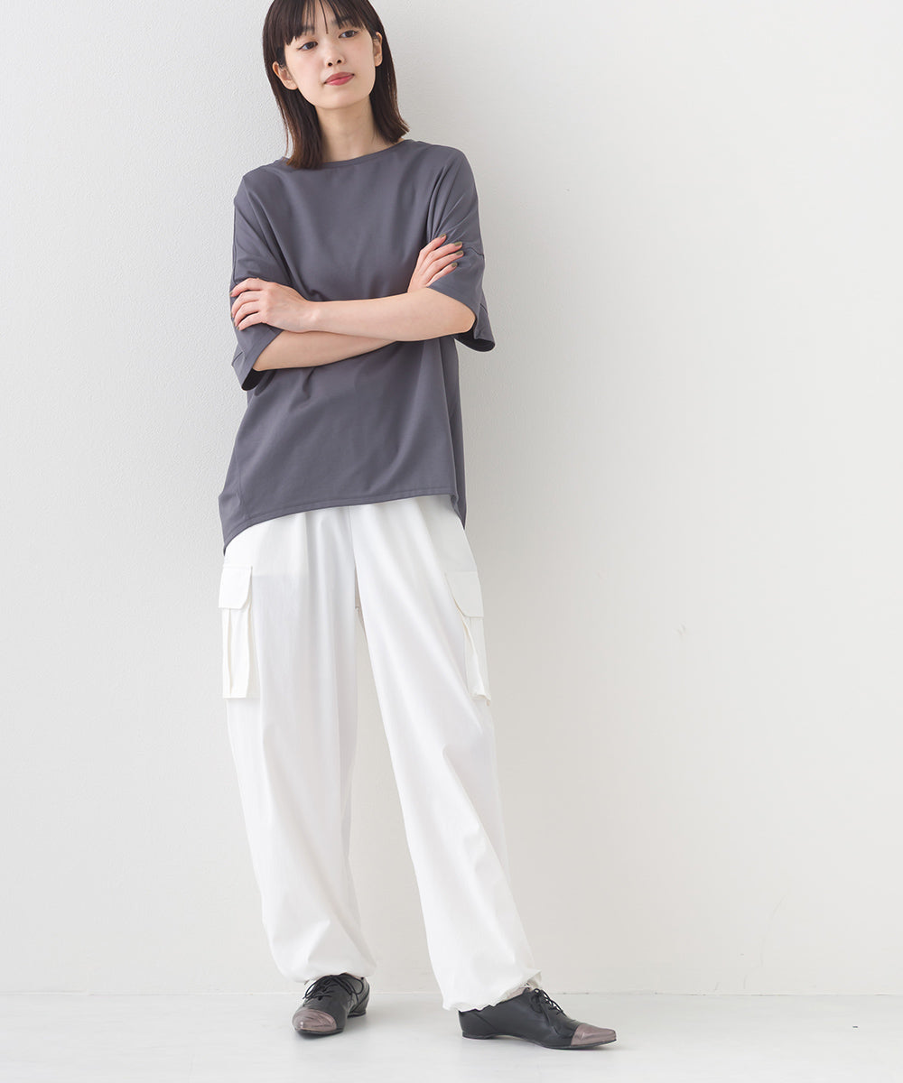 【e voi】ワイドシルエット裾ラウンド半袖プルオーバーTシャツ TEIJIN sorona 接触冷感【253W427EVO001】