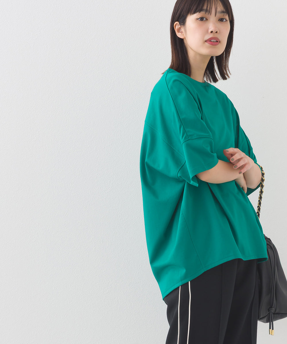 【e voi】ワイドシルエット裾ラウンド半袖プルオーバーTシャツ TEIJIN sorona 接触冷感【253W427EVO001】