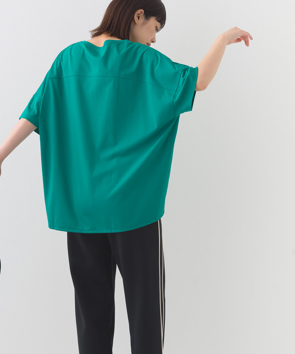 【e voi】ワイドシルエット裾ラウンド半袖プルオーバーTシャツ TEIJIN sorona 接触冷感【253W427EVO001】