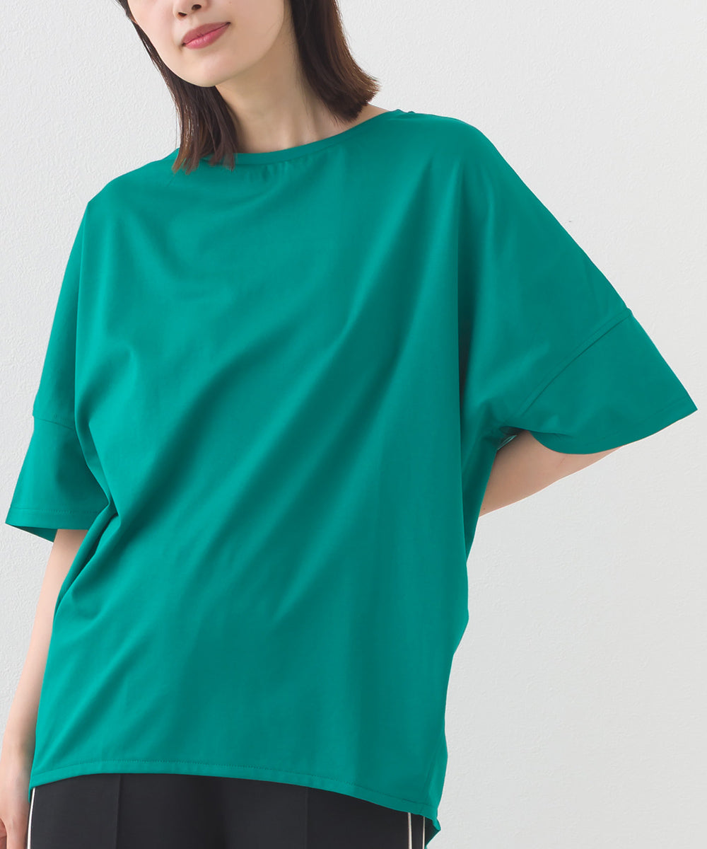 【e voi】ワイドシルエット裾ラウンド半袖プルオーバーTシャツ TEIJIN sorona 接触冷感【253W427EVO001】