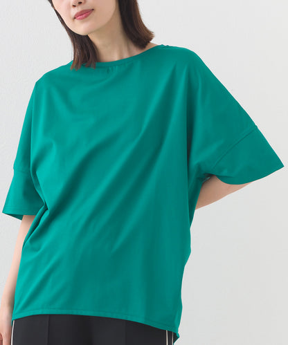 【e voi】ワイドシルエット裾ラウンド半袖プルオーバーTシャツ TEIJIN sorona 接触冷感【253W427EVO001】