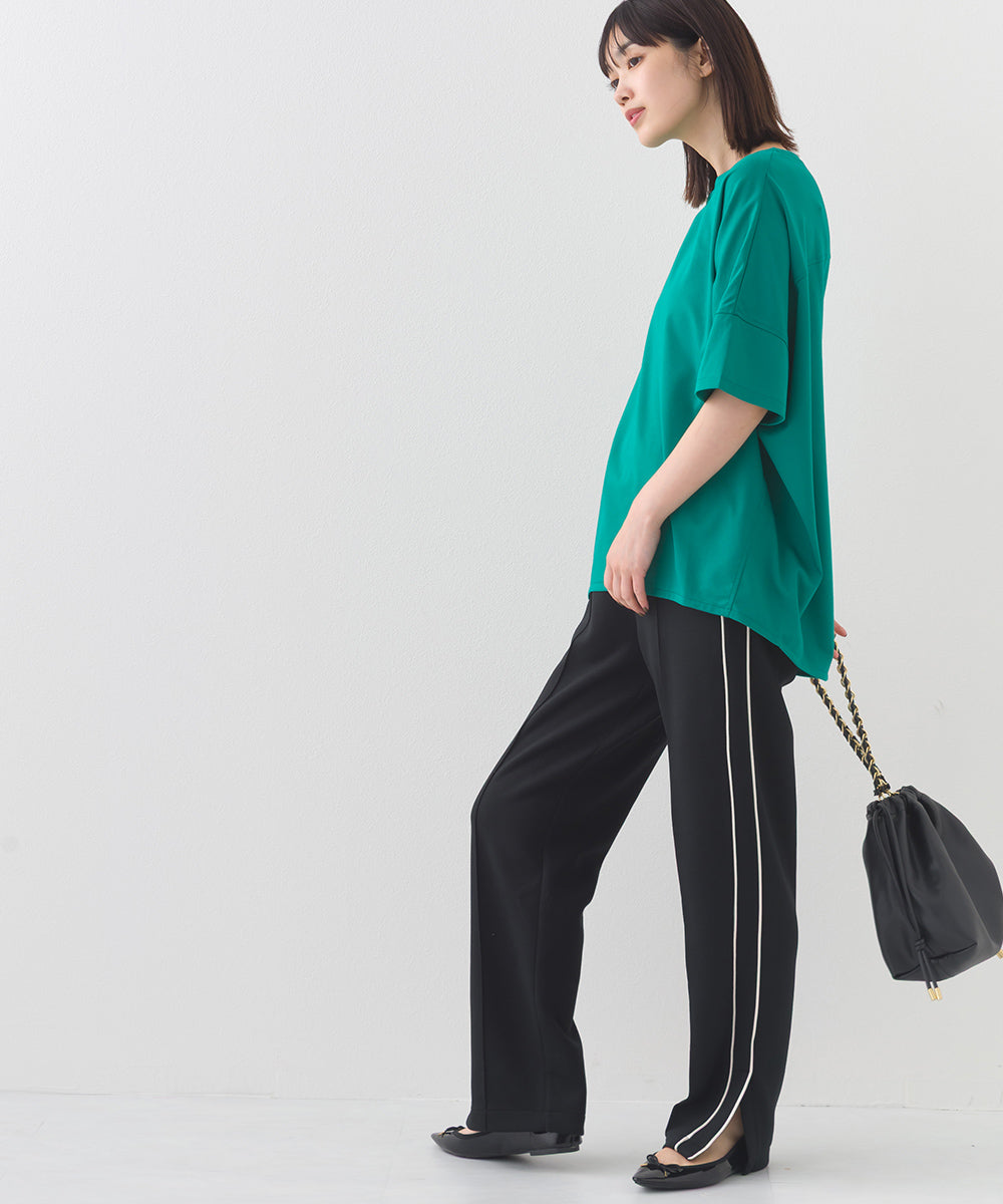 【e voi】ワイドシルエット裾ラウンド半袖プルオーバーTシャツ TEIJIN sorona 接触冷感【253W427EVO001】
