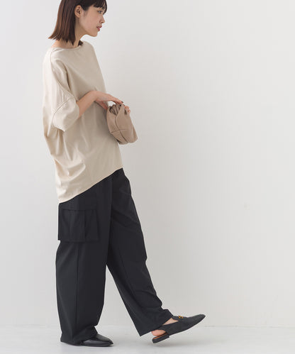 【e voi】ワイドシルエット裾ラウンド半袖プルオーバーTシャツ TEIJIN sorona 接触冷感【253W427EVO001】
