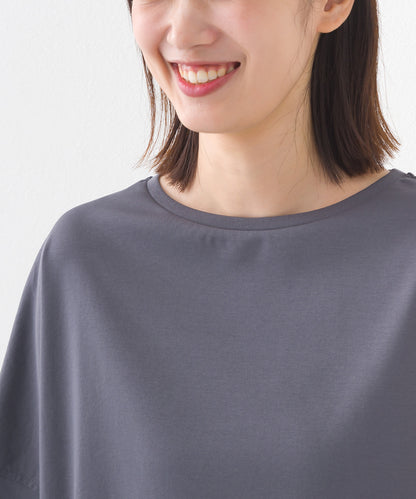 【e voi】ワイドシルエット裾ラウンド半袖プルオーバーTシャツ TEIJIN sorona 接触冷感【253W427EVO001】