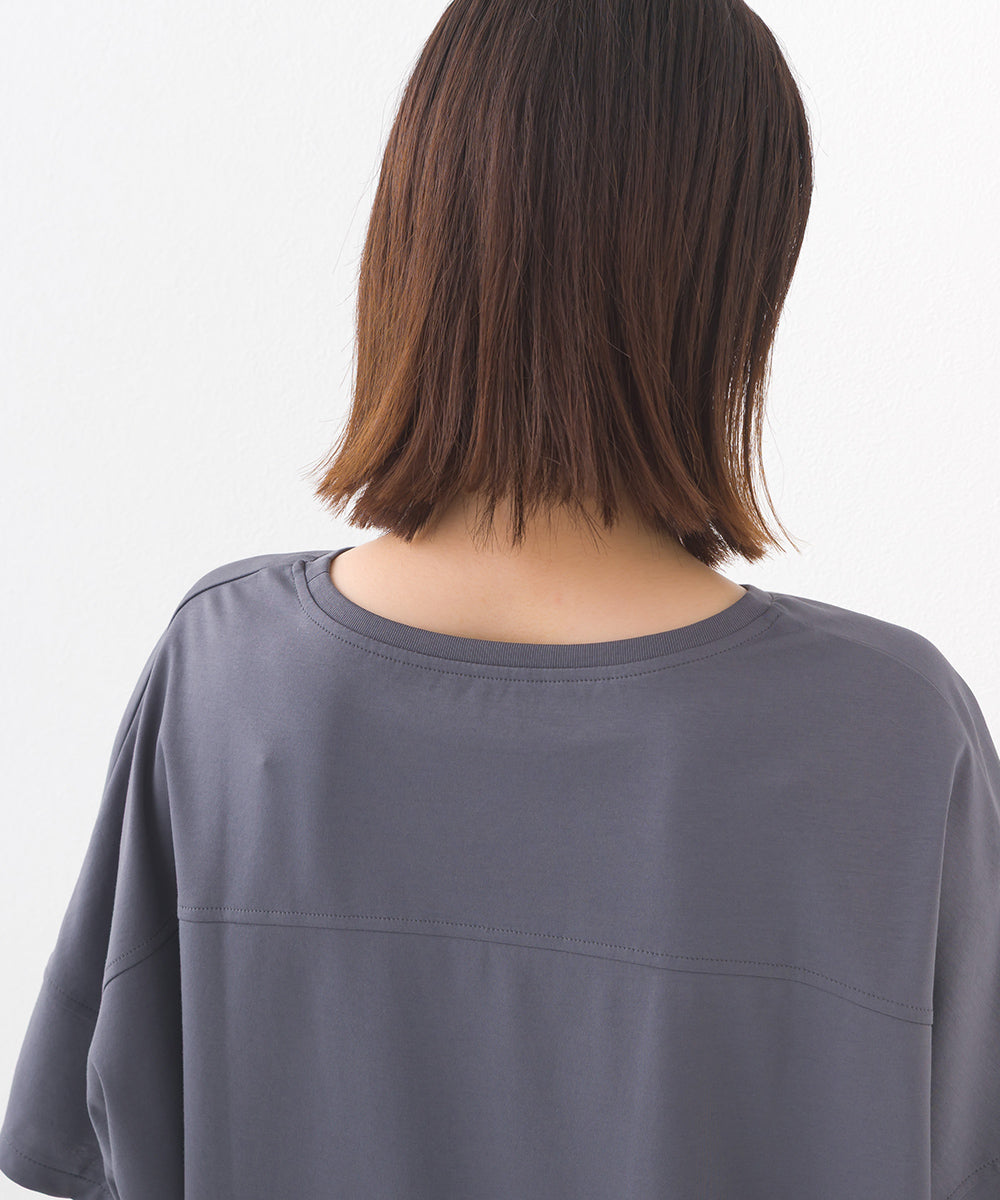 【e voi】ワイドシルエット裾ラウンド半袖プルオーバーTシャツ TEIJIN sorona 接触冷感【253W427EVO001】