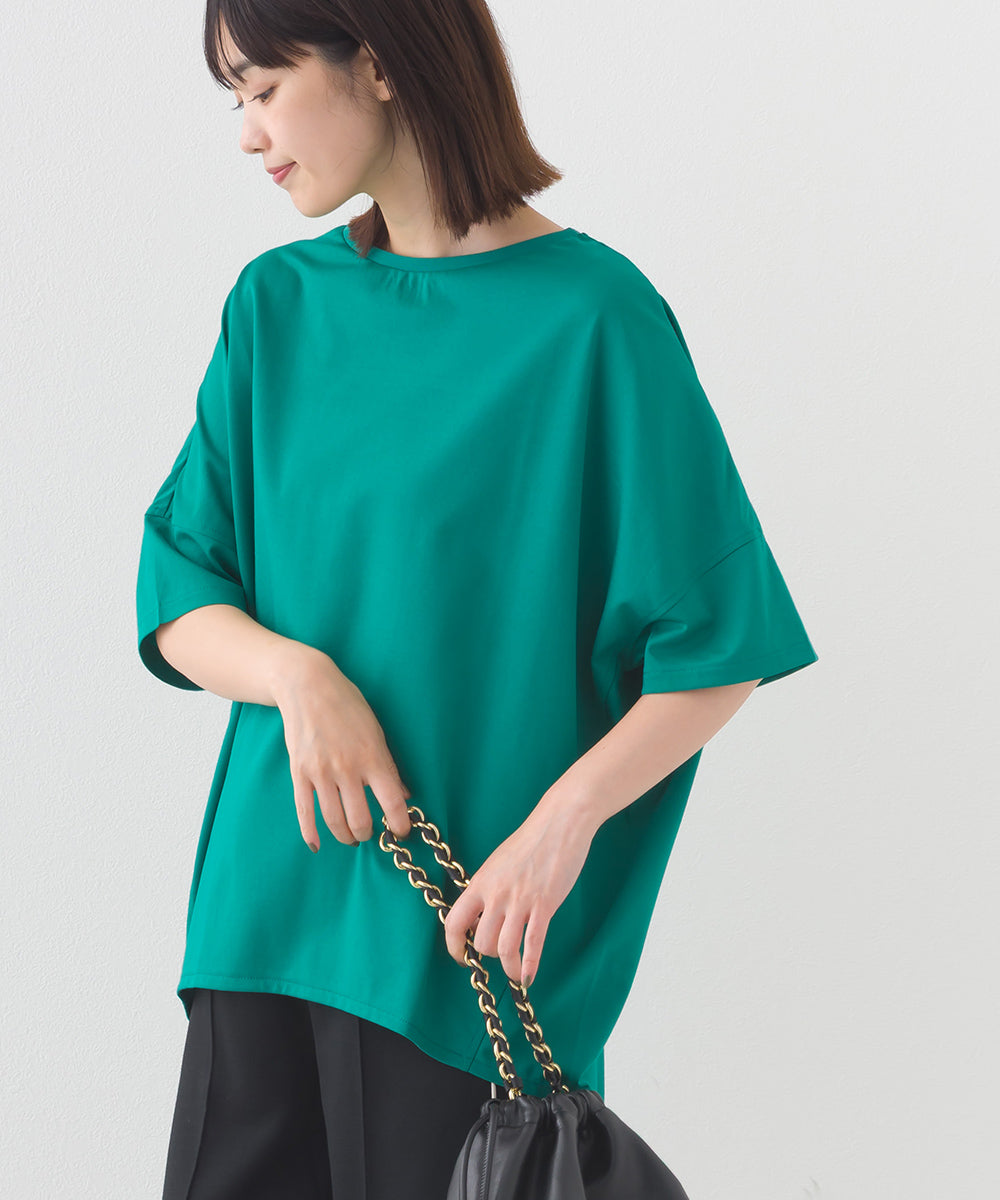 【e voi】ワイドシルエット裾ラウンド半袖プルオーバーTシャツ TEIJIN sorona 接触冷感【253W427EVO001】