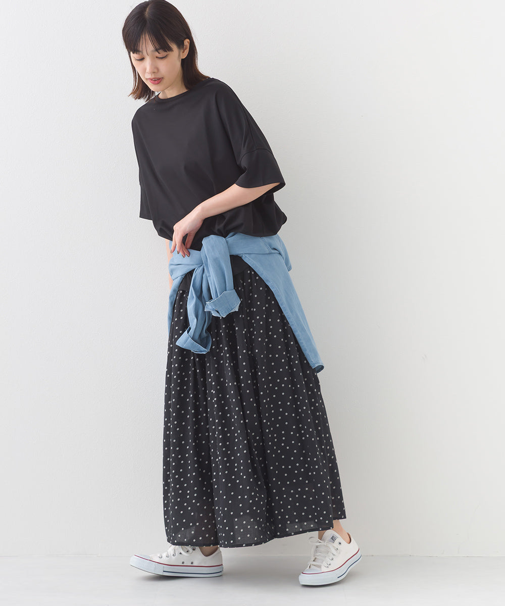 【e voi】ワイドシルエット裾ラウンド半袖プルオーバーTシャツ TEIJIN sorona 接触冷感【253W427EVO001】