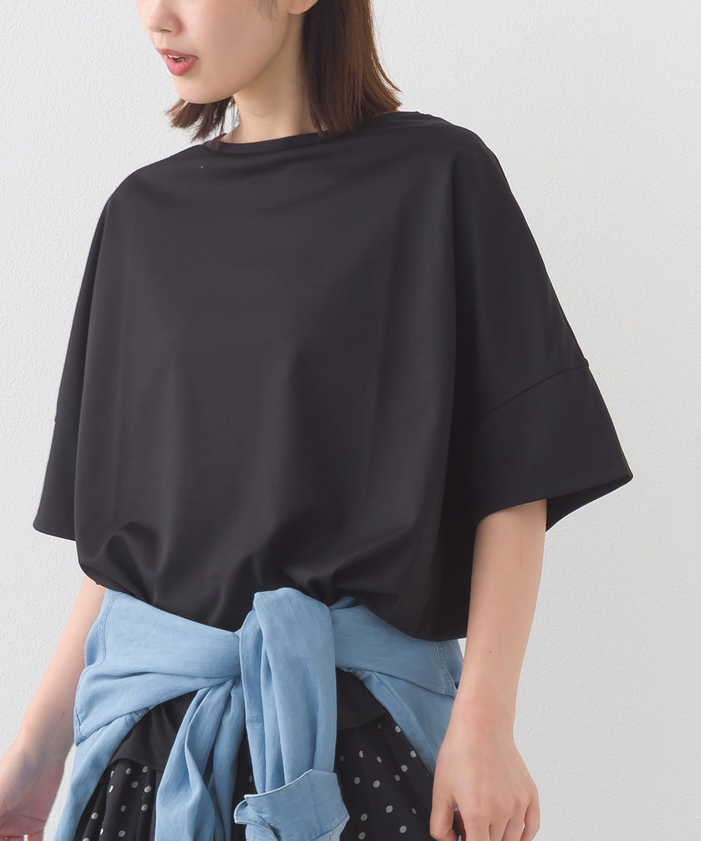 【e voi】ワイドシルエット裾ラウンド半袖プルオーバーTシャツ TEIJIN sorona 接触冷感【253W427EVO001】