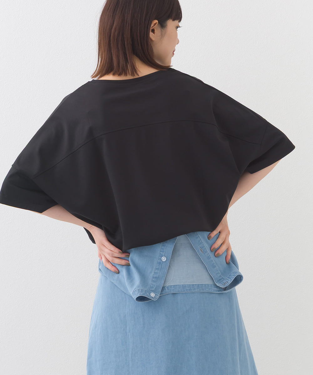 【e voi】ワイドシルエット裾ラウンド半袖プルオーバーTシャツ TEIJIN sorona 接触冷感【253W427EVO001】