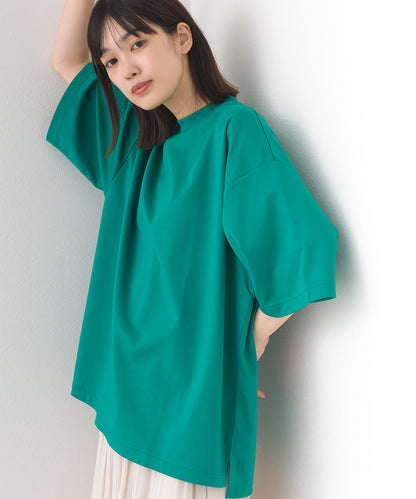 【e voi】シンプルルーズ半袖プルオーバーTシャツ TEIJIN sorona 接触冷感【253W427EVO002】