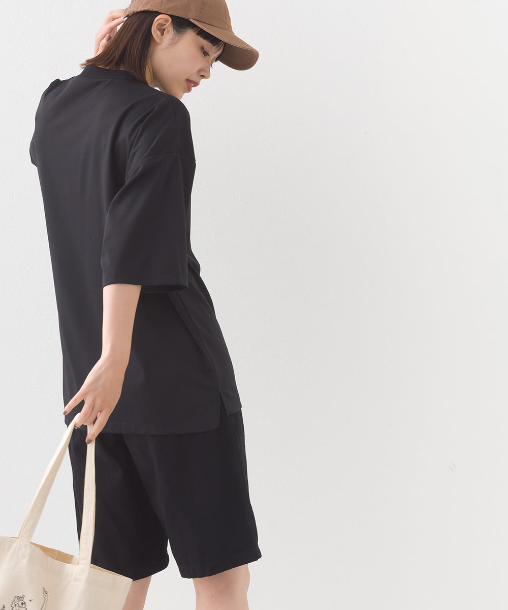 【e voi】シンプルルーズ半袖プルオーバーTシャツ TEIJIN sorona 接触冷感【253W427EVO002】