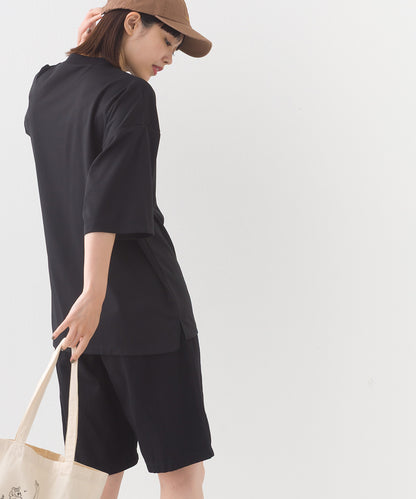 【e voi】シンプルルーズ半袖プルオーバーTシャツ TEIJIN sorona 接触冷感【253W427EVO002】
