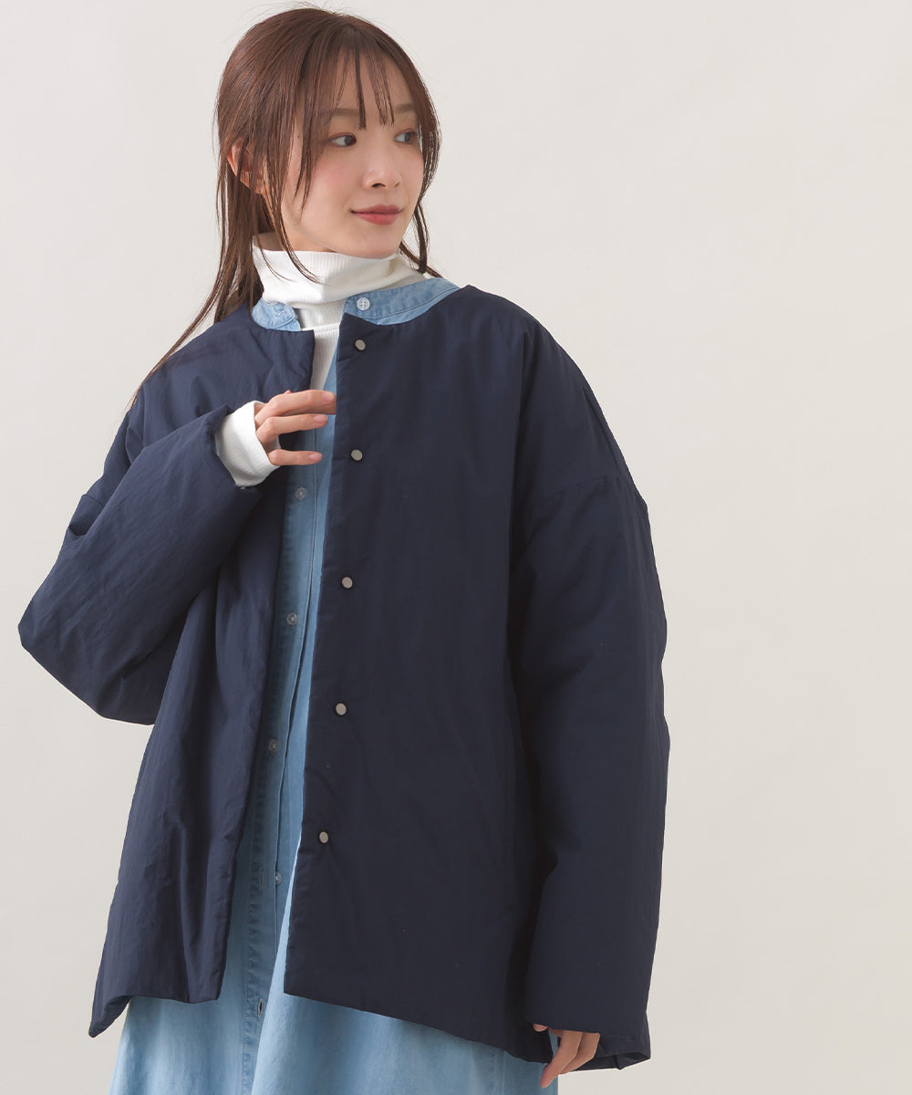 OMNES】中綿ダウンステッチレスサイドZIPハーフコート【254W427OMN082】