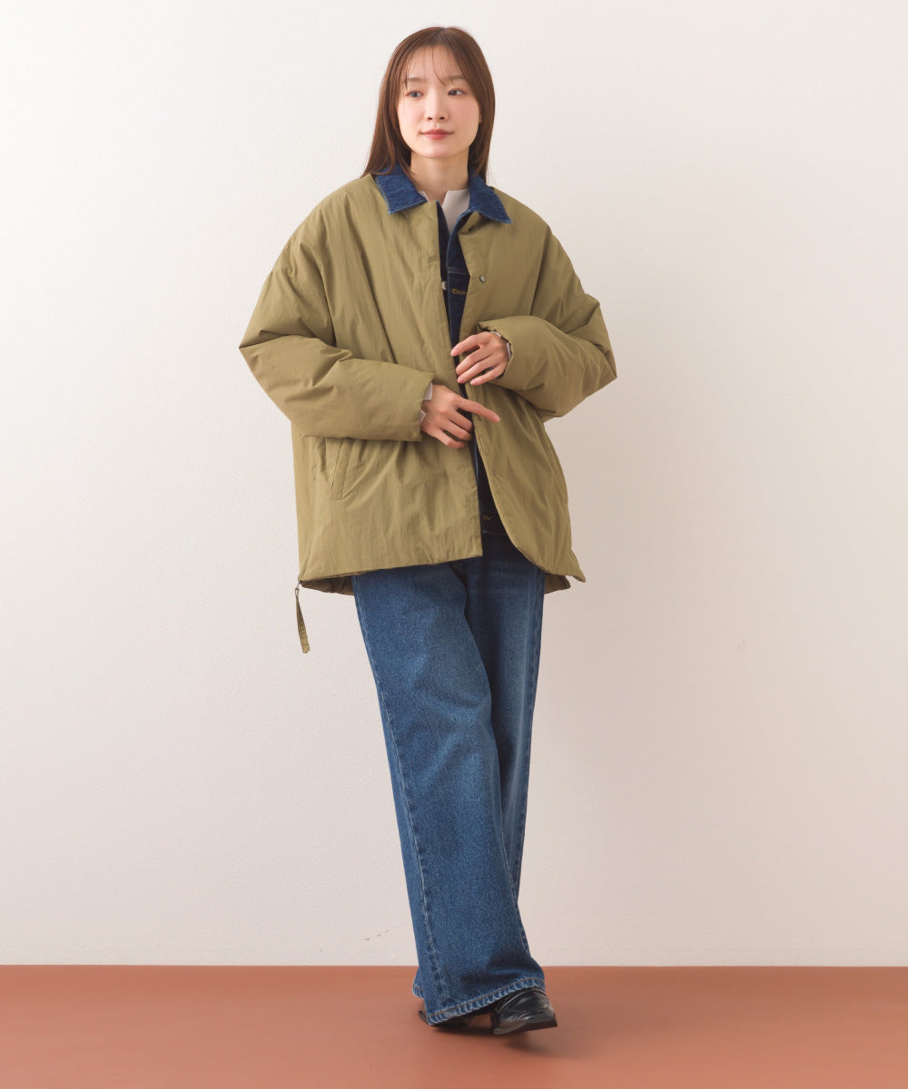 【OMNES】中綿ダウンステッチレスサイドZIPハーフコート【254W427OMN082】