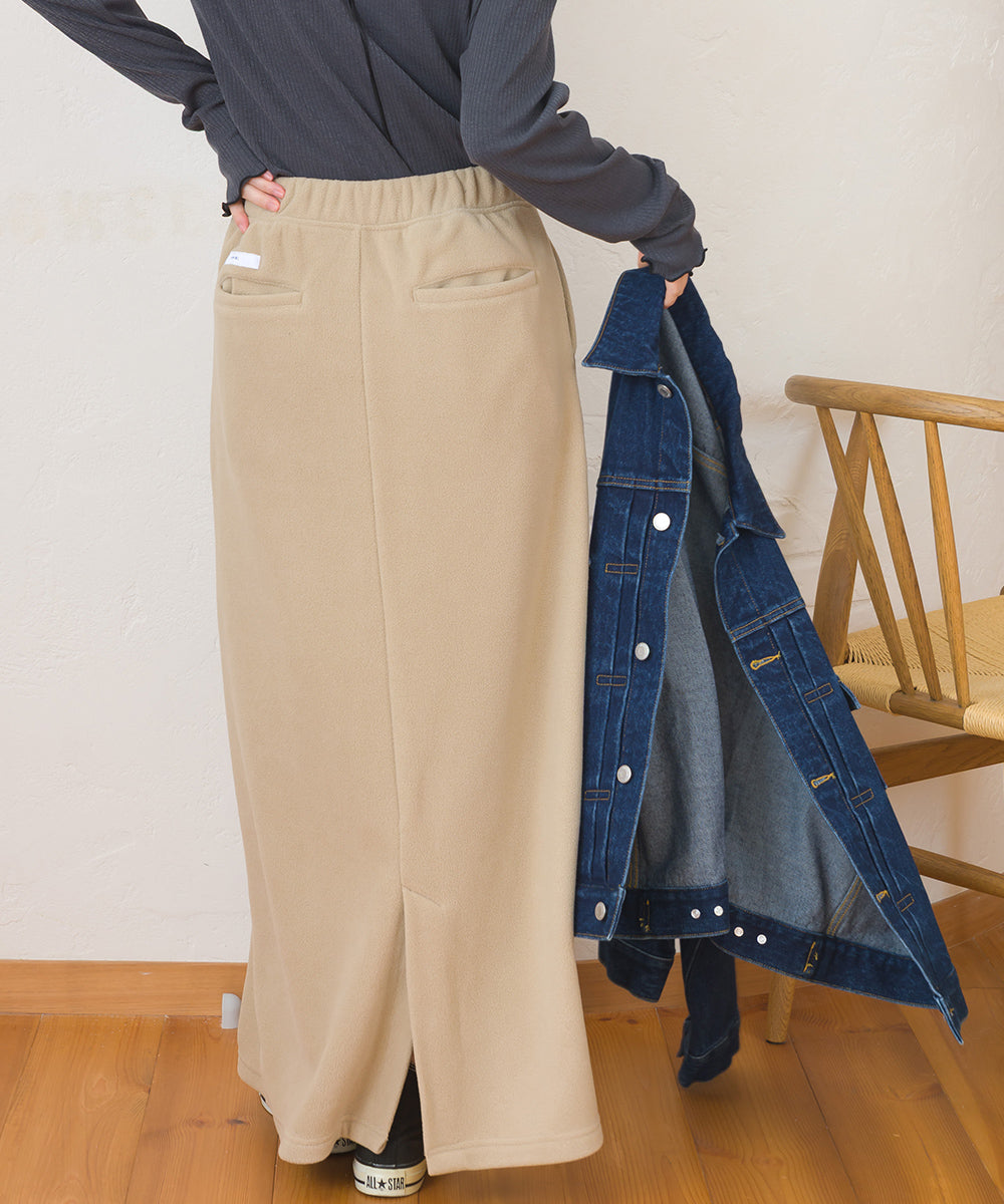 【DISCUS×OMNES】フリースバックスリットロングスカート【254W433OMN093】