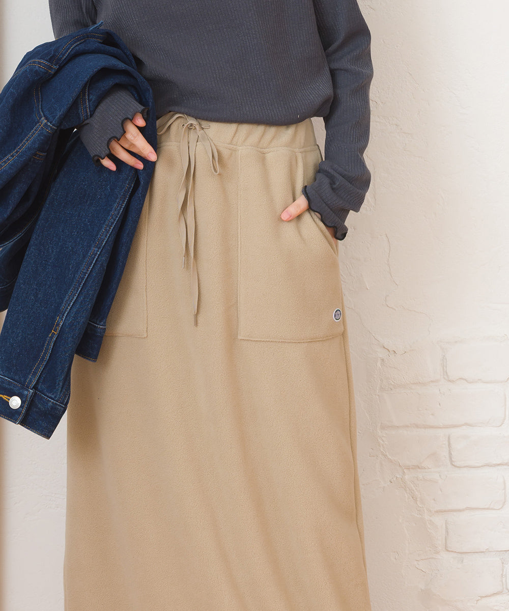 【DISCUS×OMNES】フリースバックスリットロングスカート【254W433OMN093】