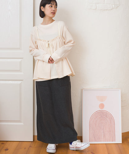 【DISCUS×OMNES】フリースバックスリットロングスカート【254W433OMN093】