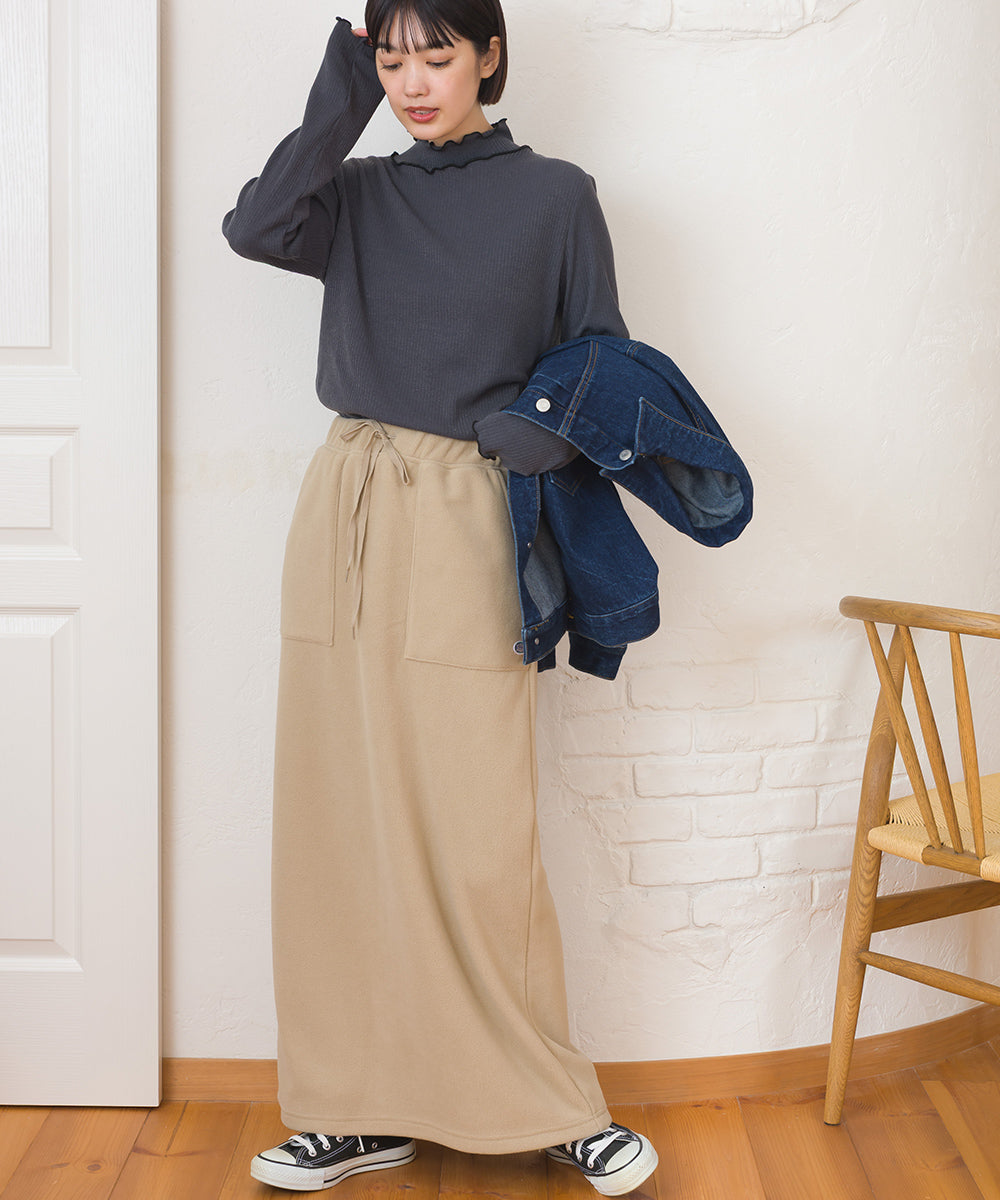 【DISCUS×OMNES】フリースバックスリットロングスカート【254W433OMN093】