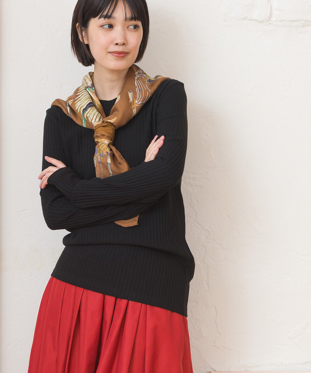 【OMNES】テレコリブクルーネック長袖トップス【254W431OMN122】