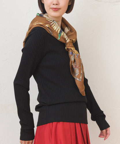 【OMNES】テレコリブクルーネック長袖トップス【254W431OMN122】