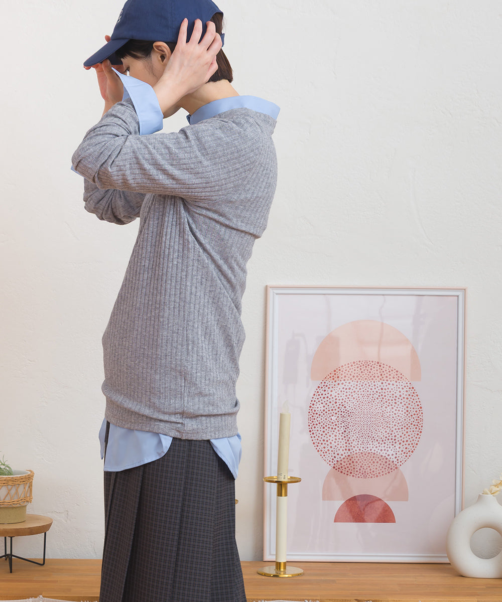 【OMNES】テレコリブクルーネック長袖トップス【254W431OMN122】