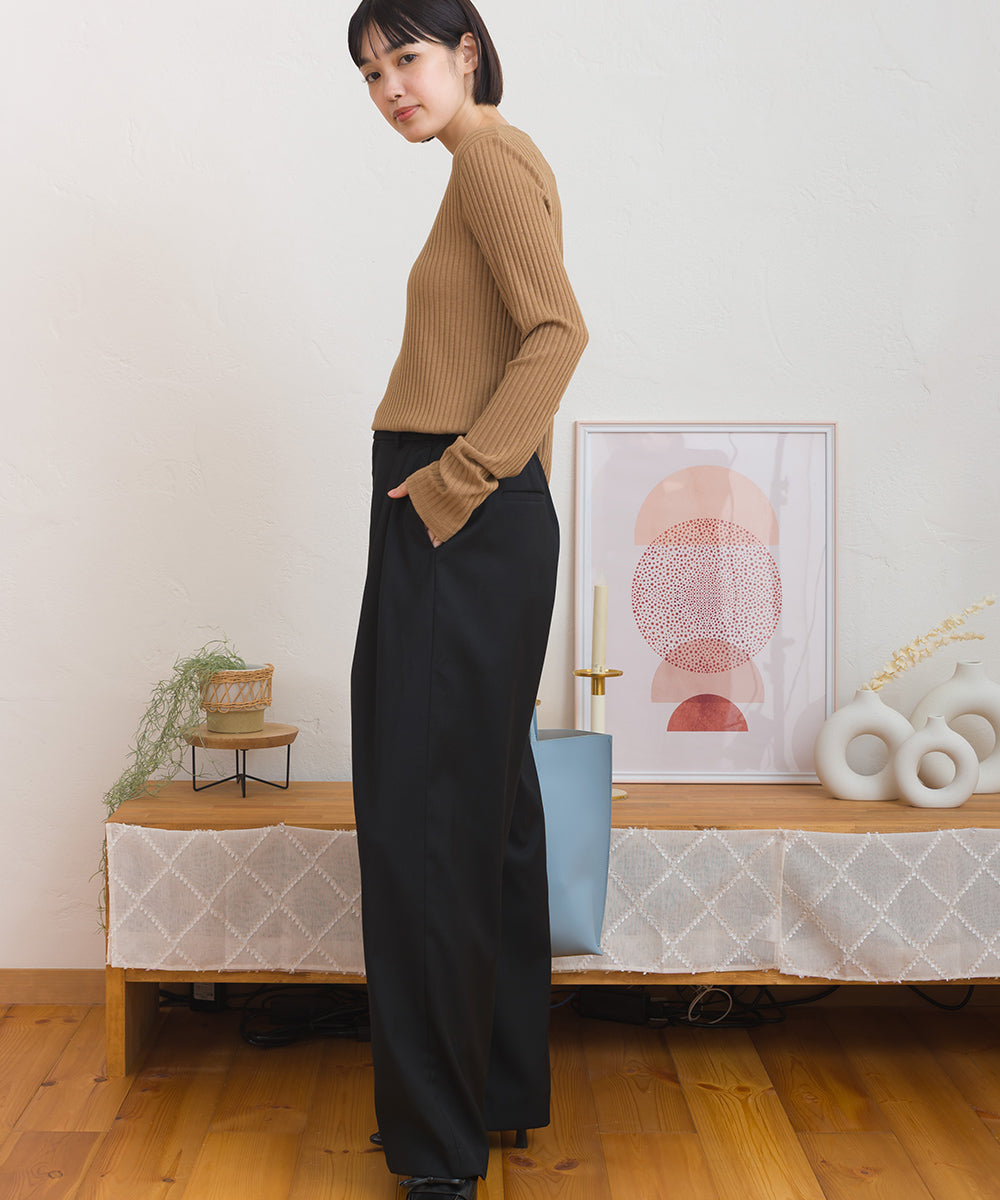 【OMNES】テレコリブクルーネック長袖トップス【254W431OMN122】