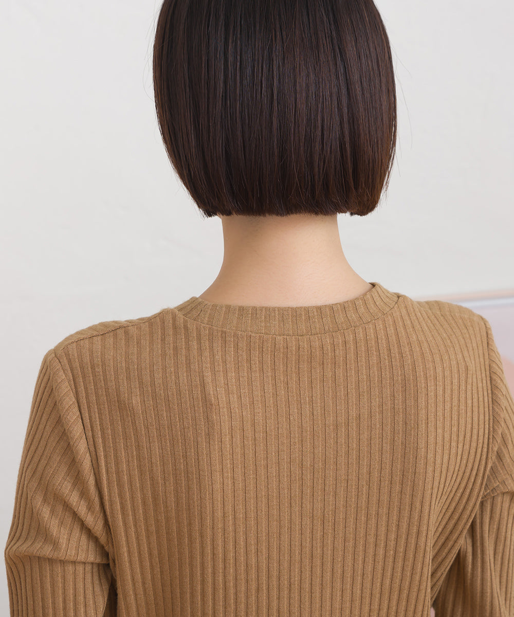 【OMNES】テレコリブクルーネック長袖トップス【254W431OMN122】