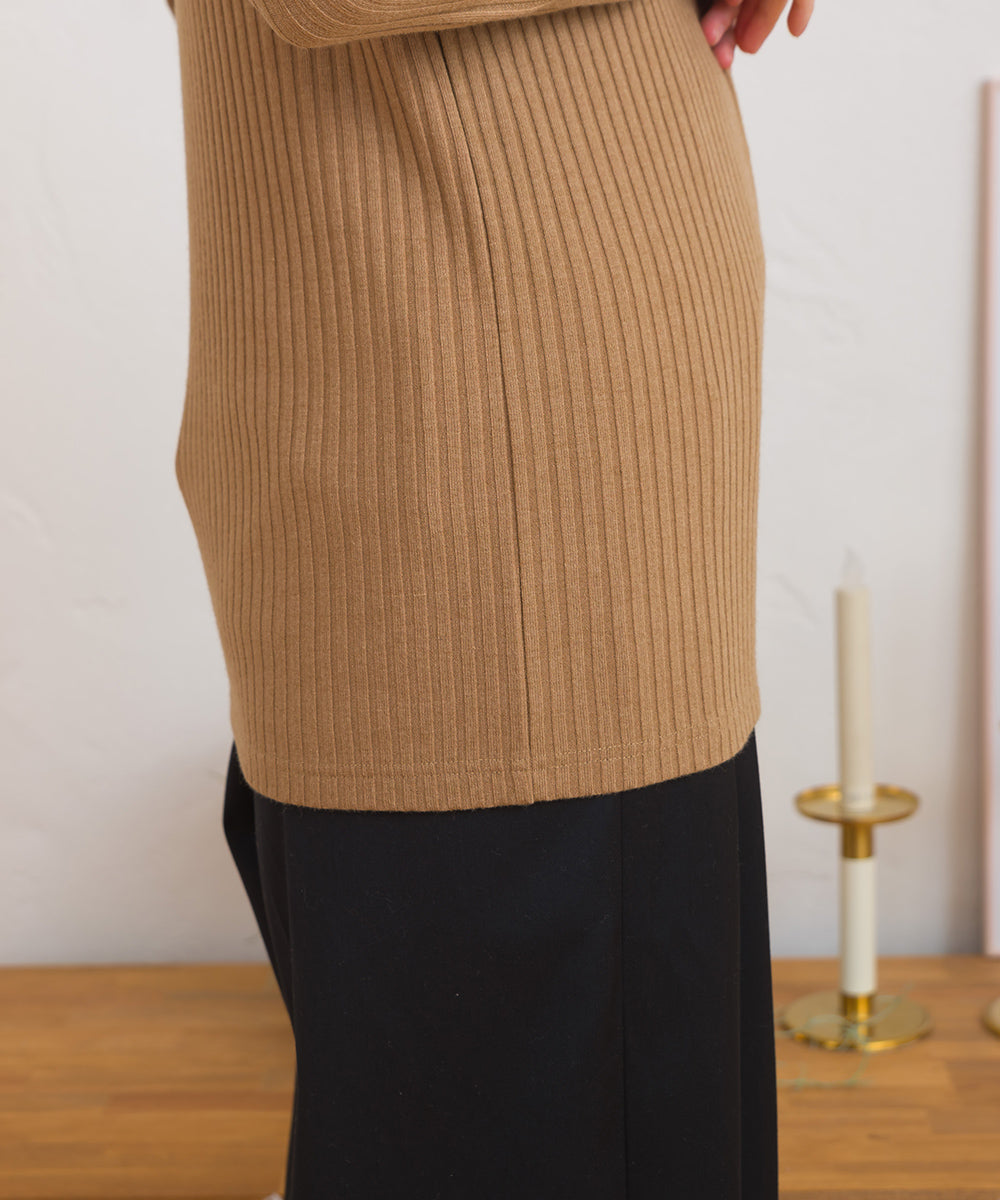 【OMNES】テレコリブクルーネック長袖トップス【254W431OMN122】