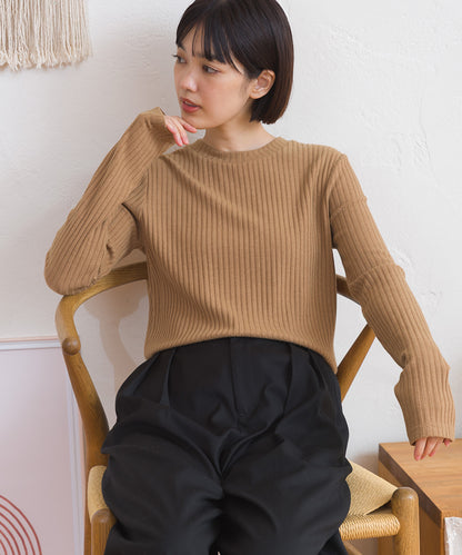 【OMNES】テレコリブクルーネック長袖トップス【254W431OMN122】