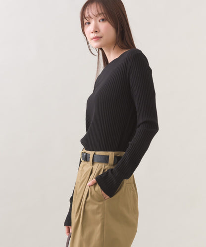 【OMNES】テレコスクエアネック長袖トップス【254W431OMN123】