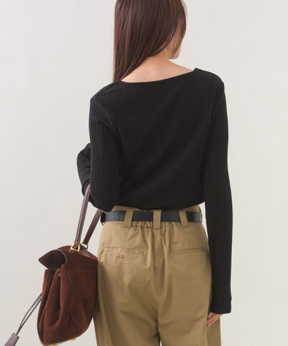 【OMNES】テレコスクエアネック長袖トップス【254W431OMN123】