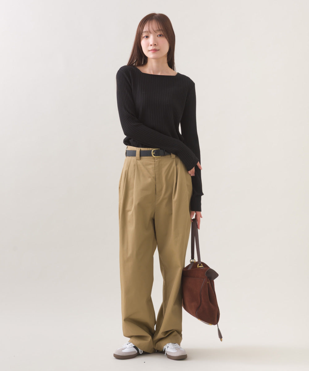 【OMNES】テレコスクエアネック長袖トップス【254W431OMN123】