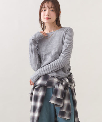 【OMNES】テレコスクエアネック長袖トップス【254W431OMN123】